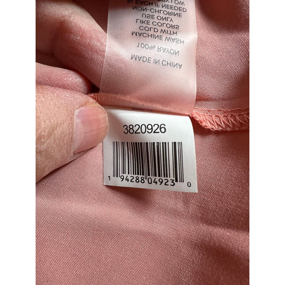 Peach Fuzz Midi SHIRT DRESS Size 12 Medium Faux Silk Button Fr Court & Rowe NEW - Picture 13 of 14